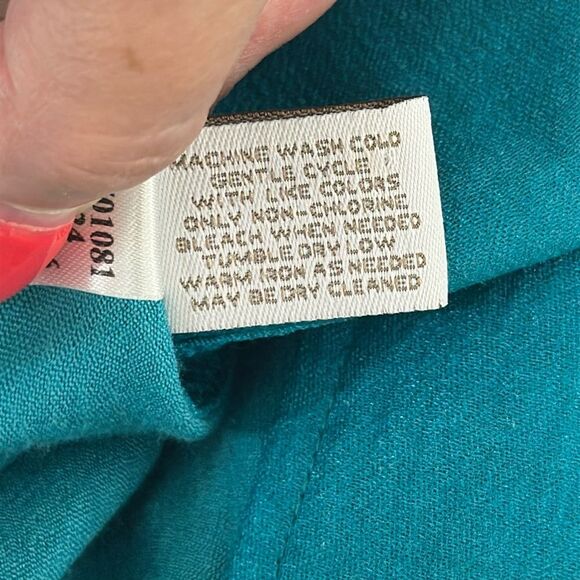 Chico’s Turquoise Peplum Jacket Size 3 (16) XL Sheen Lightweight - Picture 12 of 15
